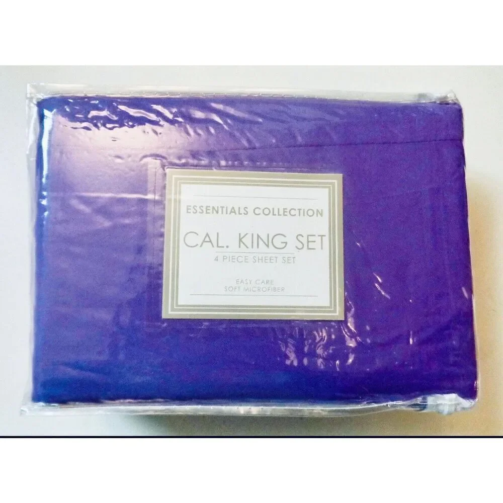 NWT Vintage Essential Collection Purple California King 4Pc microfiber Sheet Set